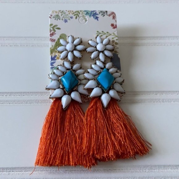 Bohemian Tassel Earrings Turquoise Retro - Picture 2 of 4